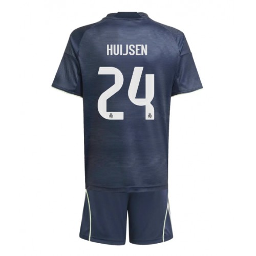 Lacne Dětský Futbalové dres Real Madrid Dean Huijsen #24 2025-26 Krátky Rukáv - Preč (+ trenírky)